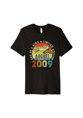 Born 15 Years Old Awesome Since August 2009 15th Birthday Retro Premium T-Shirt