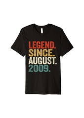Born 15 Years Old Gifts Legend Since August 2009 15th Birthday Premium T-Shirt