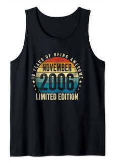 Born 18 Years Old Gifts Vintage November 2006 18th Birthday Party Tank Top