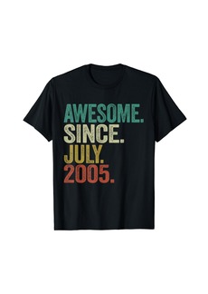 Born 19 Years Old Gifts Awesome Since July 2005 19th Birthday T-Shirt