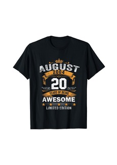 Born 20 Years Old Gifts Decoration August 2004 20th Birthday Gift T-Shirt