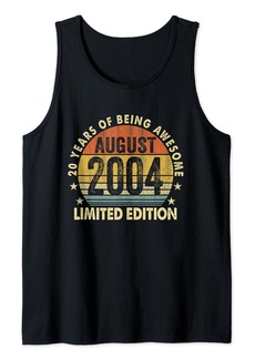 Born 20 Years Old Gifts Vintage August 2004 20th Birthday Party Tank Top