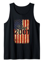 Born 23 Year Old Vintage Made In 2001 23th Birthday American Flag Tank Top