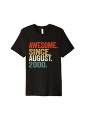 Born 24 Years Old Gifts Awesome Since August 2000 24th Birthday Premium T-Shirt