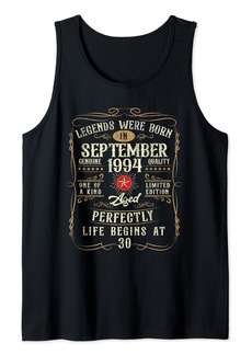 Born 30 Years Old Vintage Made In September 1994 30th Birthday Tank Top