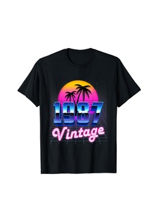 Born 37th Birthday Gift 37 Years Old Men Women Retro Vintage 1987 T-Shirt