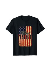 Born 43 Year Old Vintage Made In 1981 43th Birthday American Flag T-Shirt