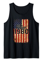 Born 44 Year Old Vintage Made In 1980 44th Birthday American Flag Tank Top