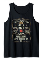 Born 50 Years Old Gifts Vintage Made In July 1974 50th Birthday Tank Top