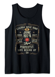 Born 50 Years Old Gifts Vintage Made In June 1974 50th Birthday Tank Top