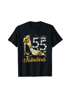 Born 55 & Fabulous 55th Birthday Gifts Women Diamond Crown Shoes T-Shirt