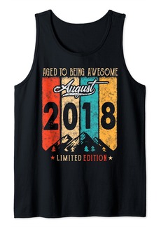 Born 6 Years Old Retro Vintage August 2018 Funny 6th Birthday Tank Top