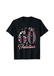 Born 60 And Fabulous 60 Years Old 60th Birthday Diamond Crow T-Shirt