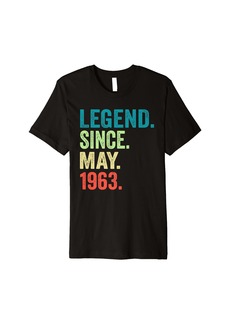 60 Year Old Gift Vintage May 1963 Born In 1963 60th Birthday Premium T-Shirt