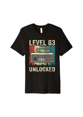 Born 63th Birthday Men Level 63 Unlocked Video Gamer 63 Years Old Premium T-Shirt