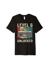 Born 6th Birthday Boy Level 6 Unlocked Video Gamer 6 Years Old Premium T-Shirt