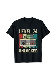 Born 74th Birthday Men Level 74 Unlocked Video Gamer 74 Years Old T-Shirt