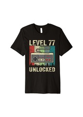 Born 77th Birthday Men Level 77 Unlocked Video Gamer 77 Years Old Premium T-Shirt