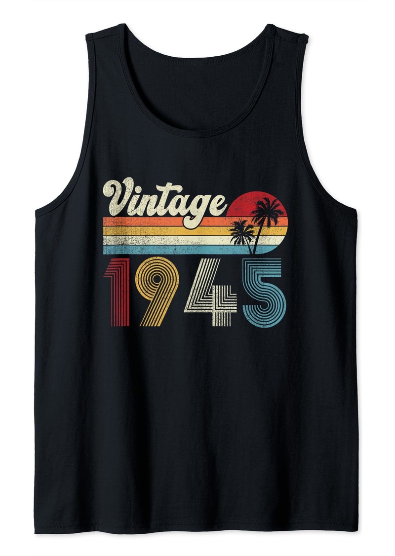 80 Year Old Vintage Born In 1945 Retro 80th Birthday Gifts Tank Top