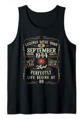 Born 80 Years Old Vintage Made In September 1944 80th Birthday Tank Top
