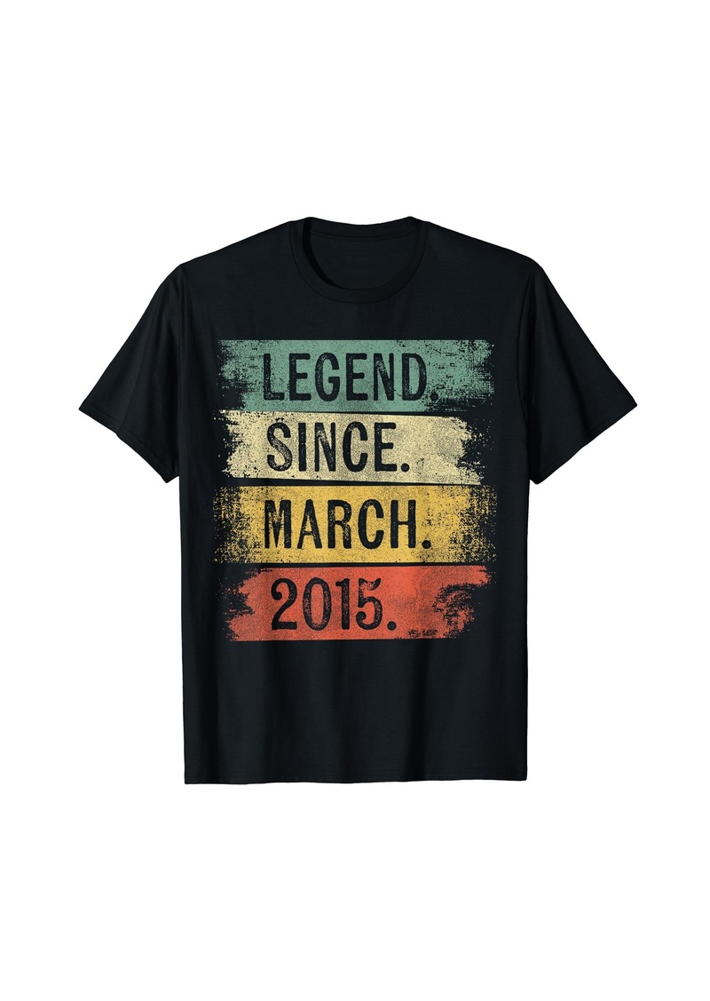 Born 9 Year Old Gifts Legend Since March 2015 9th Birthday T-Shirt