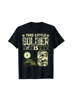 Born 9 Year Old Soldier Birthday Military Themed Camo 9th Gift T-Shirt