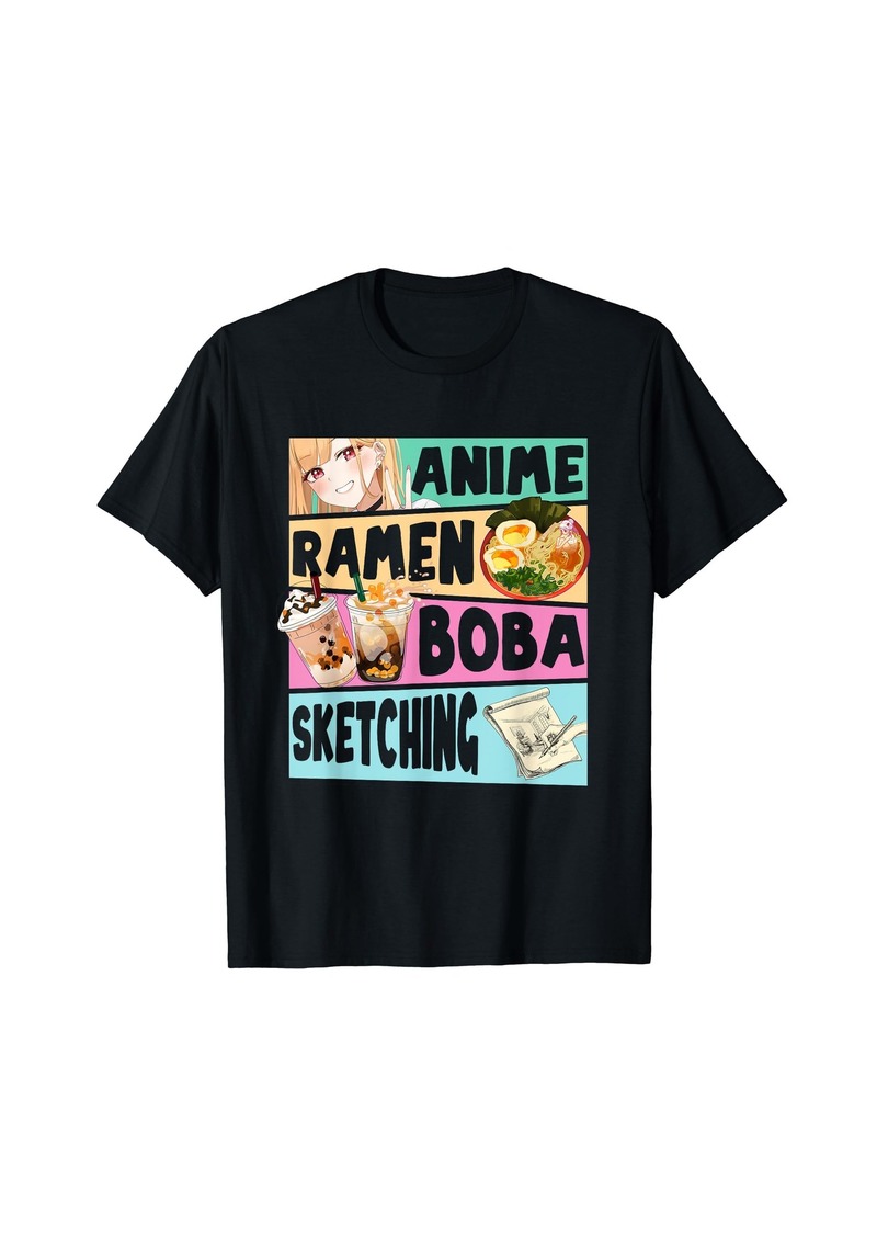 Born Anime Ramen Boba Sketching Kawaii Anime Gift Girls Teens T-Shirt