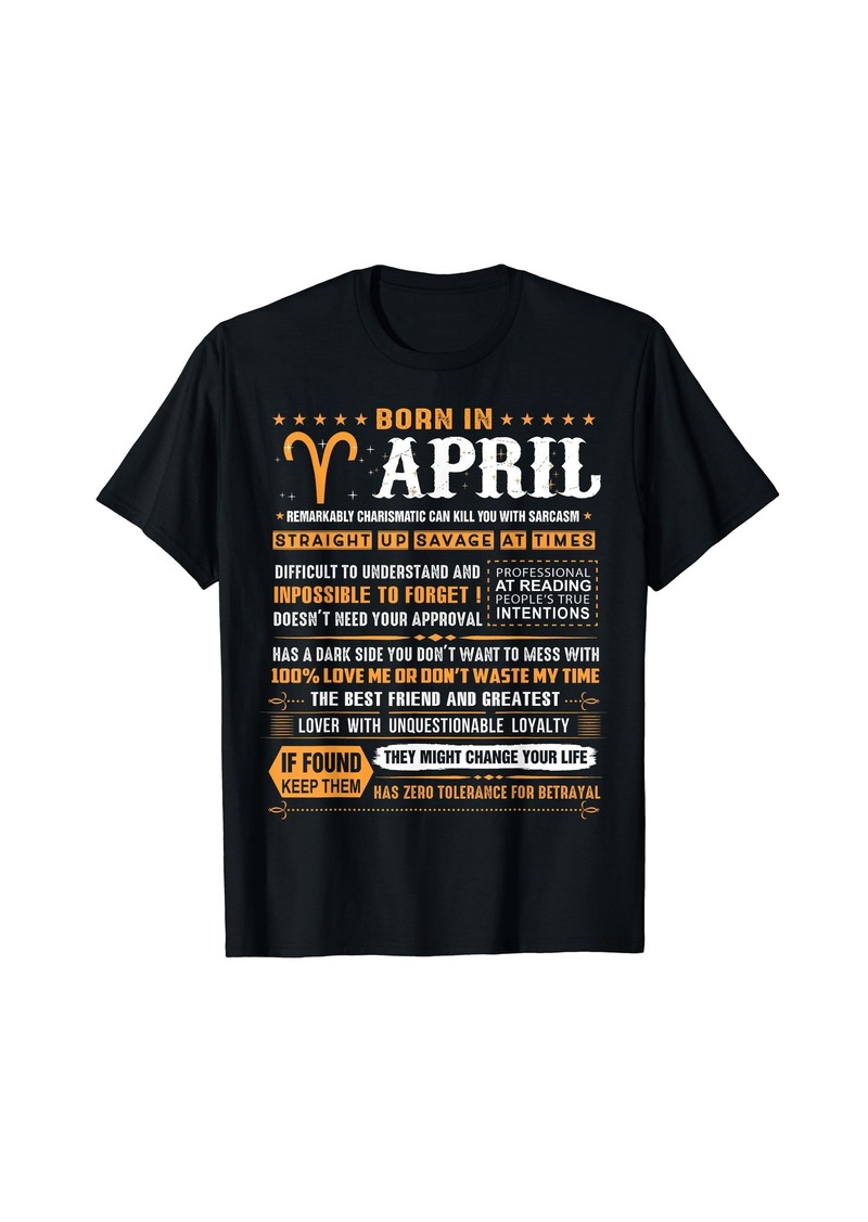 April Birthday Gifts - Born In April Aries T-Shirt