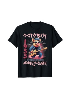 Born Awesome October 1955 69th Birthday Pig Guitar 69 Years Old T-Shirt