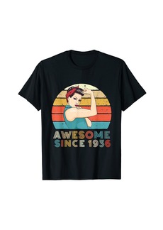 Born Awesome Since 1936 Strong Woman Year Of Birth Birthday T-Shirt