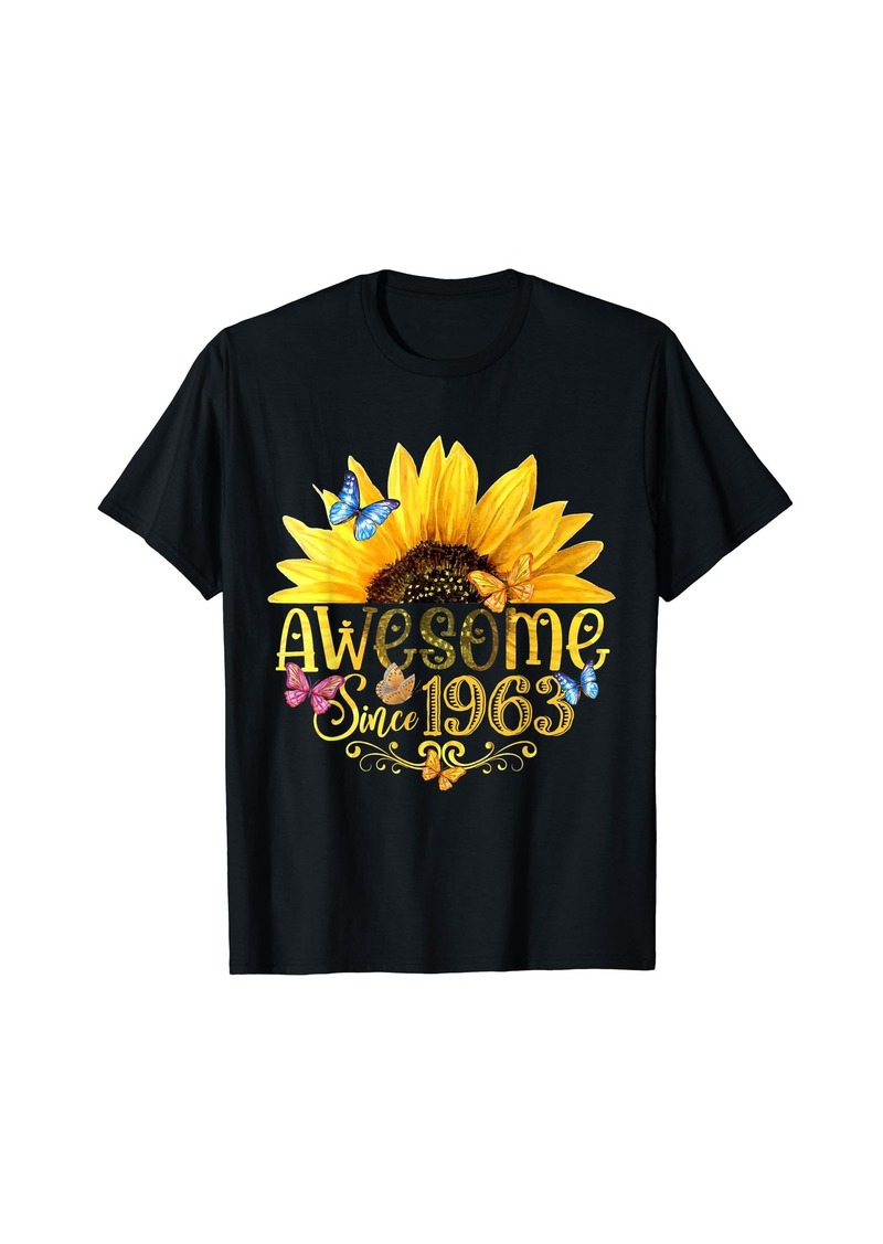 Born Awesome Since 1963 Sunflower 60th Birthday Vintage 1963 T-Shirt
