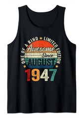 Born Awesome Since August 1947 Vintage 77th Bday Gift Men Women Tank Top