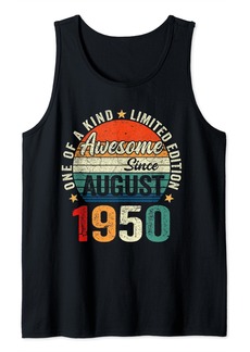 Born Awesome Since August 1950 Vintage 74th Bday Gift Men Women Tank Top