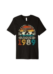 Born Awesome Since August 1989 Vintage 35th Birthday Gift Men Boy Premium T-Shirt