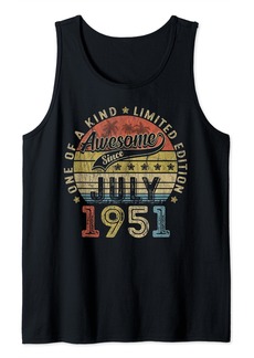 Born Awesome Since July 1951 73 Years Old 73rd Birthday Gifts Men Tank Top