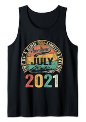 Born Awesome Since July 2021 Vintage 3rd Birthday Gifts Boy Tank Top