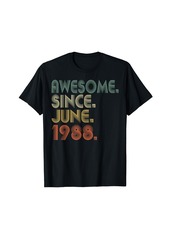 Born Awesome Since June 1988 36th Birthday Gift 36 Year Old Men T-Shirt