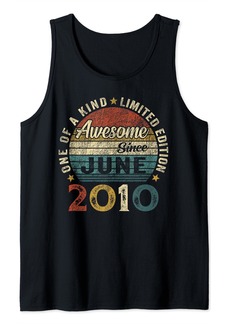 Born Awesome Since June 2010 Vintage 14th Birthday Gifts Boy Girl Tank Top