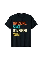 Born Awesome Since November 1988 Retro Vintage 32nd Birthday Gift T-Shirt