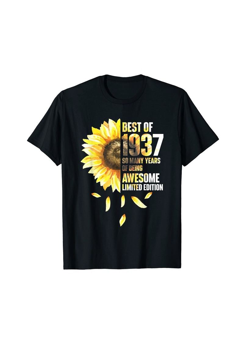 Born Best Of 1937 Sunflower Year Of Birth Birthday T-Shirt