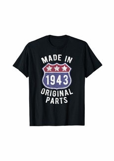 Born In 1943 Vintage Made In 1943 Original Parts Birth Year T-Shirt