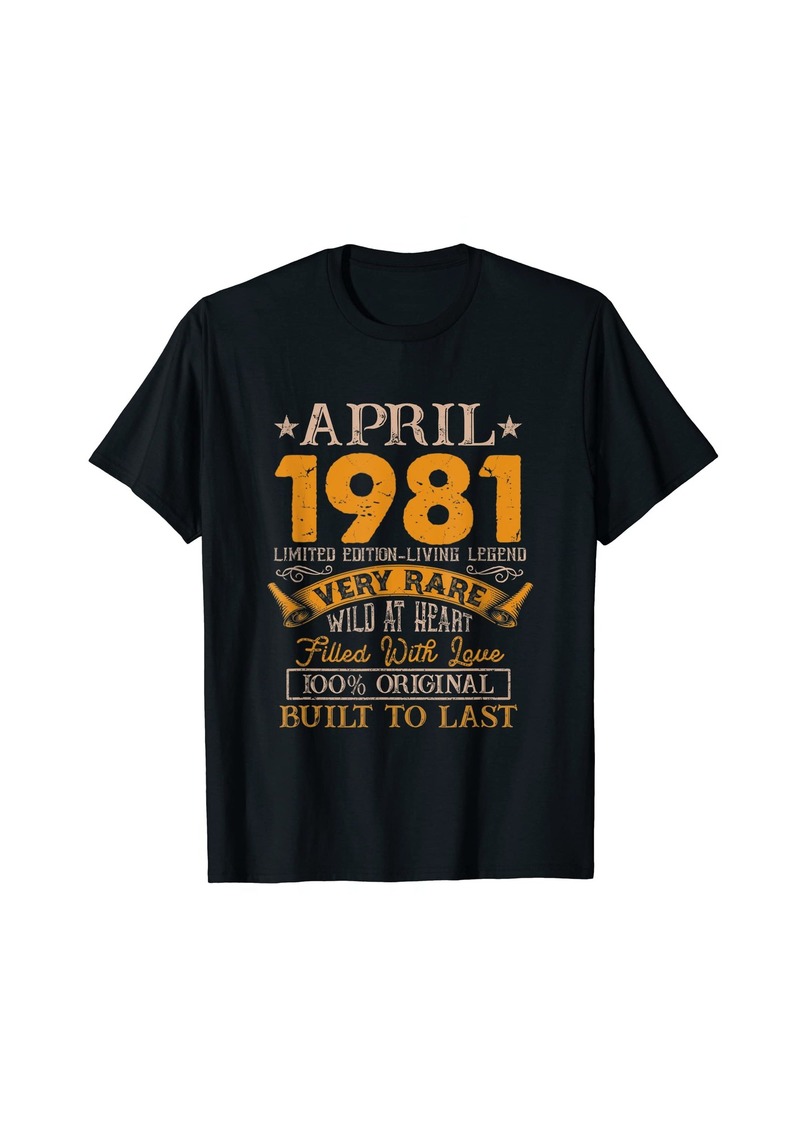 Born In April 1981 40 Years Old 40th Birthday Decoration T-Shirt