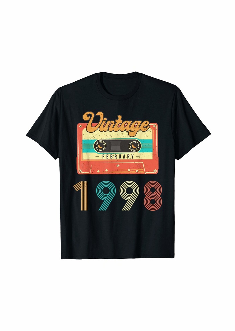Born In Febuary 1998 22 years old Birthday Retro Cassette T-Shirt
