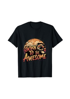 born to be awesome Vintage 80s Style Puppy Retro Distressed T-Shirt