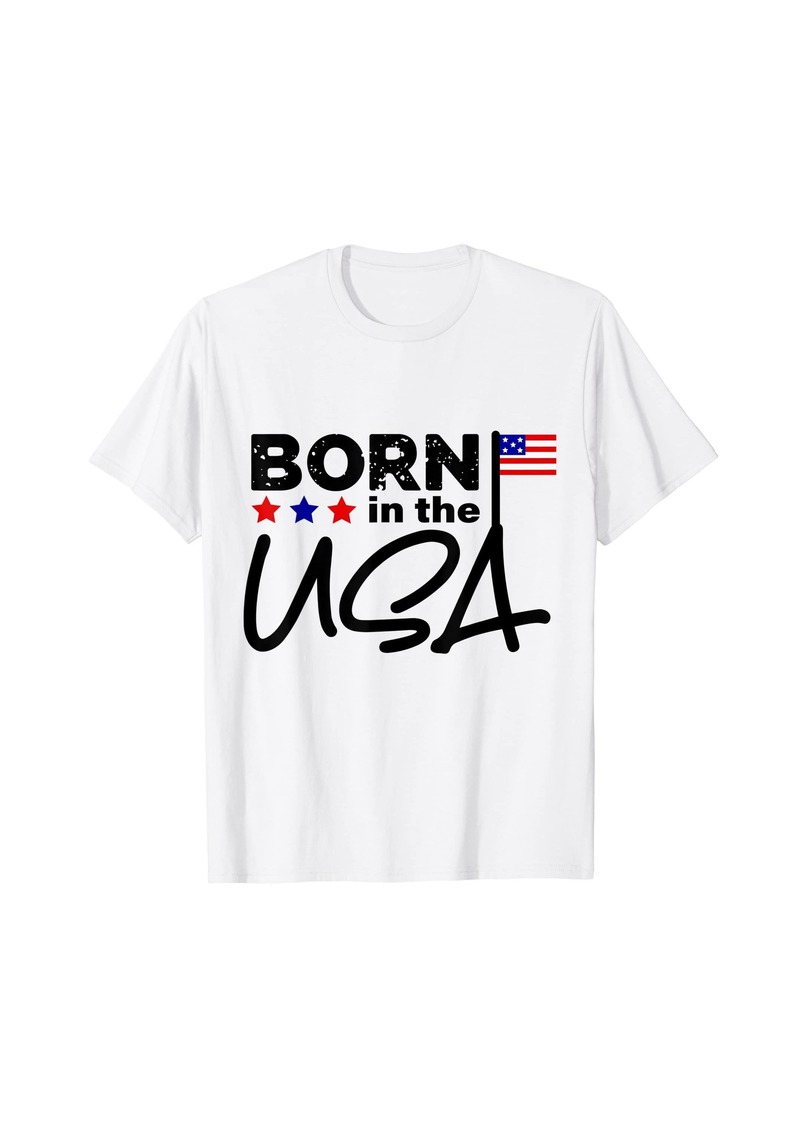 Born USA Design American Flag Stars Graphic T-Shirt