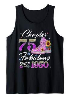 Born Chapter 75 EST 1950 75 Years Old Gifts 75th Birthday Queen Tank Top