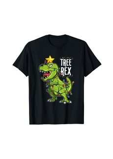 Born Christmas Dinosaur Tree Rex Lights Xmas Gifts Men Boys Kids T-Shirt