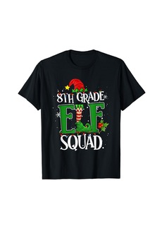 Born Christmas Teacher 8th Grade Elf Squad Xmas Lights Pajamas T-Shirt