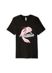 Born Cute Axolotl Playing Console Video Games Axolotl Gaming Premium T-Shirt