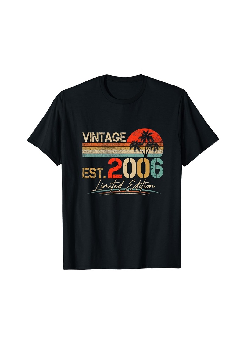 Born Est. Vintage 2006 Funny 19th Birthday Gift 19 Year Old Retro T-Shirt